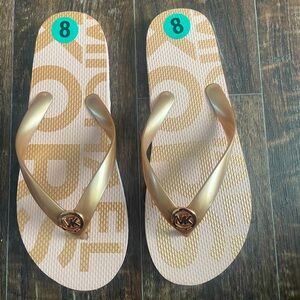 Michael Kors Gold Flip Flops